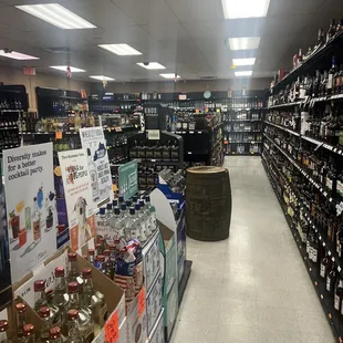 aisle of liquor bottles