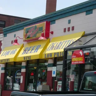 a truck parked in front of it