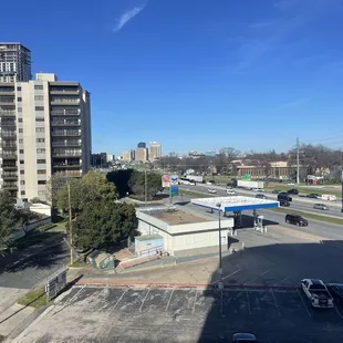 Hotel room view facing freeway