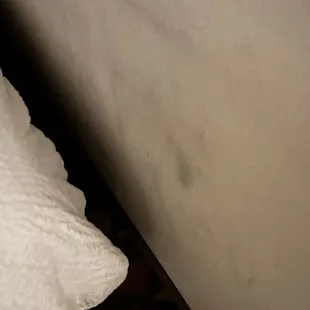 Stains or marks in wall in room
