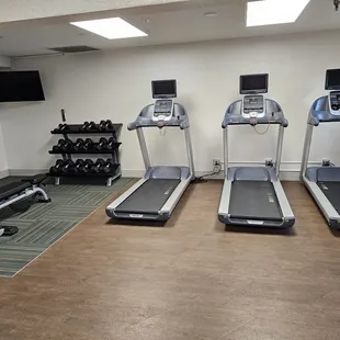 3 treadmills and some free weights