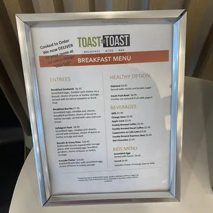 Toast To Toast Breakfast Menu