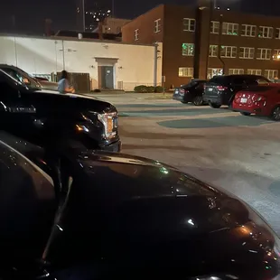 Overflow parking lot that we had to pay $19 to park in.