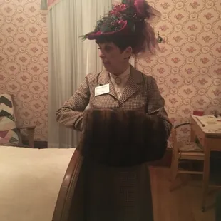 Docent in costume at the Howell House