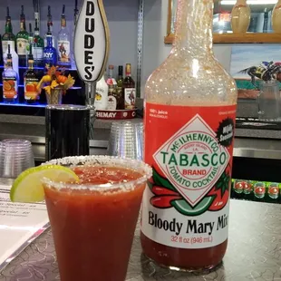 Bloody Mary made with Tabasco mix.