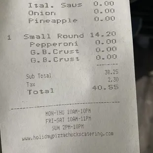 Pricing for pizza that wasn't cooked well