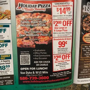 coups for the holiday pizza