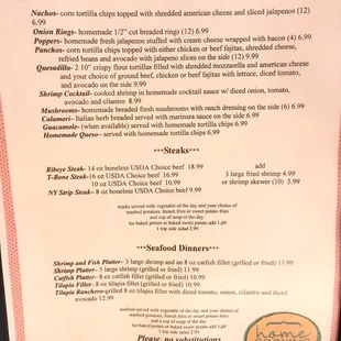 New menu