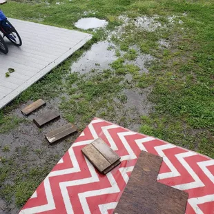 Boards for stepping stones so we wouldn't sink in