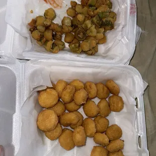 Large corn nugget and okra!!!! Delicious