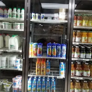 a refrigerator full of drinks