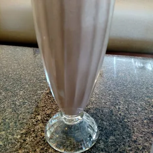 Delicious, thick chocolate milk shake. No whipped cream because I am on a diet!