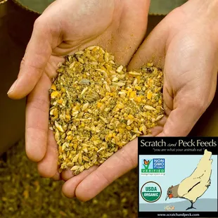 Scratch &amp; Peck was the first certified Organic AND Verified Non-GMO, SOY-Free, Whole Grain. Chicken &amp; Livestock feed available.