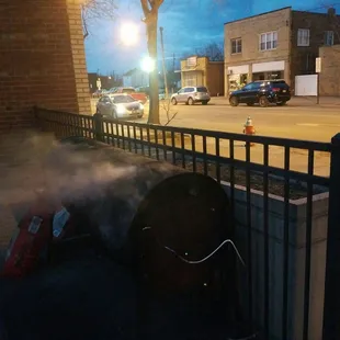 smoke coming out of a smoker