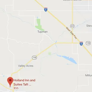 119 west from I5 to Holland Inn Taft