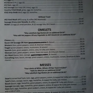 the menu of the hollands