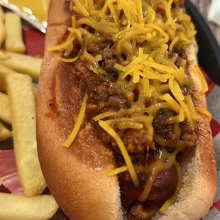 Beef Hot Dog with Chili Combo (add cheese)