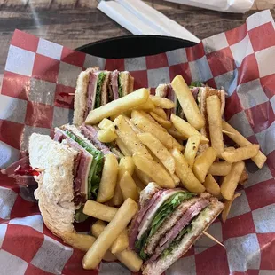 Ham and bacon 2 Meat Club Sandwich Combo