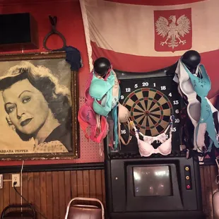 a dart in the center of the room