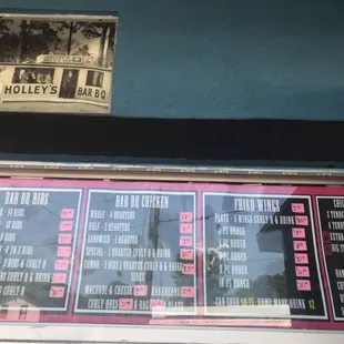 Picture of the menu board