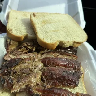 Rib Sandwich was a tad dry but very good.