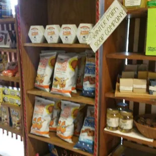 shelves of food in a store