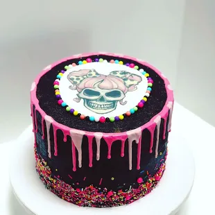 a cake with a skull on it