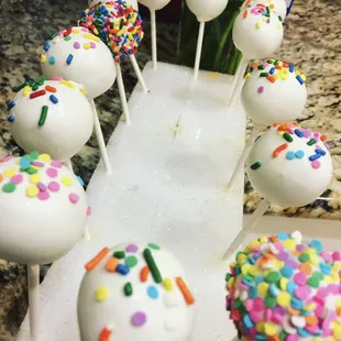 Birthday cake pops.