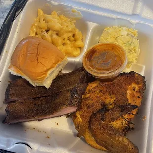 Brisket, chicken and pork ribs