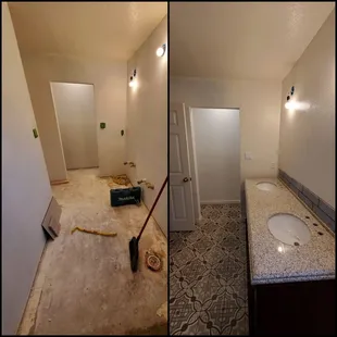 a bathroom being remodeled