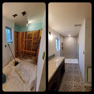 Before and after bathroom remodel