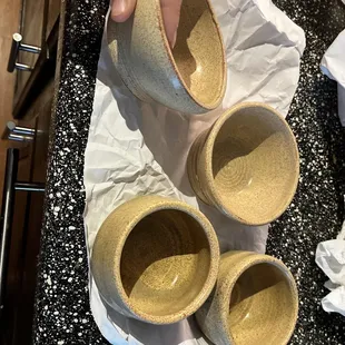 All 4 pieces finished in the glaze "sand"