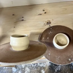His mugs before firing