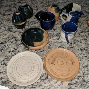 Finished products from.Beginner  pottery  class!