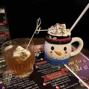 a cup of hot chocolate and a drink