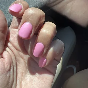 Gel manicure with matte finish... my hand looks like a claw  but the nails look great!