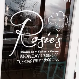 the front window of the bakery