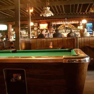 a pool table in a pub