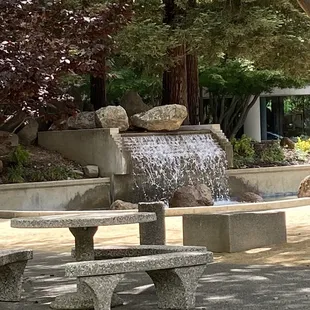 Business Park water fountain. Plenty of outdoor seating.