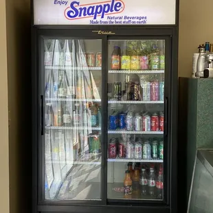 the inside of a snapple fridge