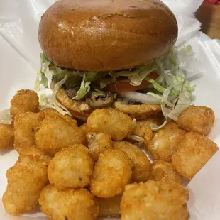 Mushroom Swiss Deluxe Burger