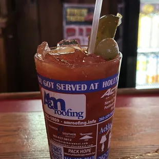 a bloody drink on a table