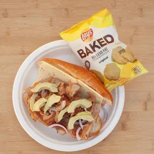  sandwich and chips on a plate