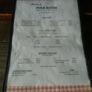 a menu on a table