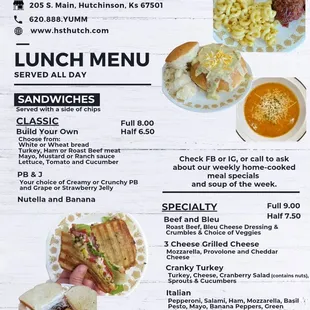 Lunch menu