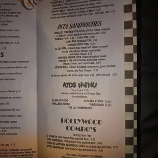 menu
