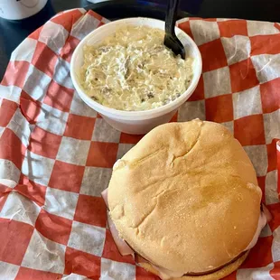 Daily special hot ham and cheese. Potato salad is the best I e ever had.