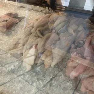 a display of raw fish