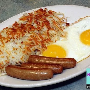 3 Sausage Links, 2 Eggs w/ Hashbrowns