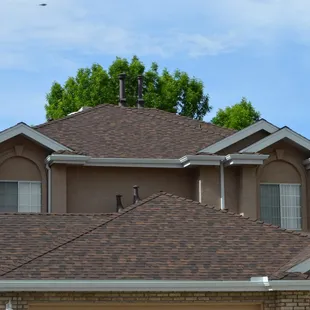 a view of the roof of a house